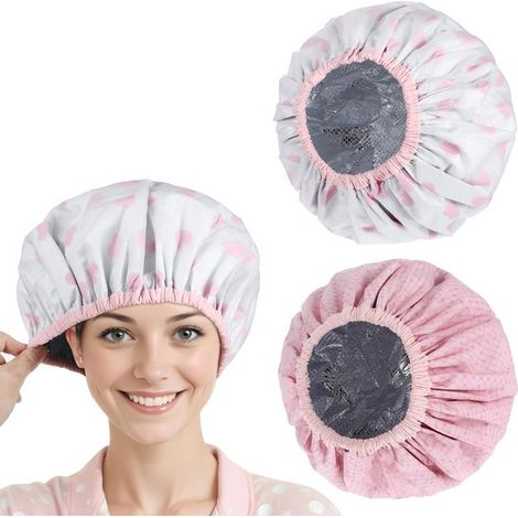 Tiefenpflegende Haarhaube – Wiederverwendbar und wasserdicht – Für die Haarpflege – 2er-Pack – Geeignet für Frauen – 30 cm (1/5)