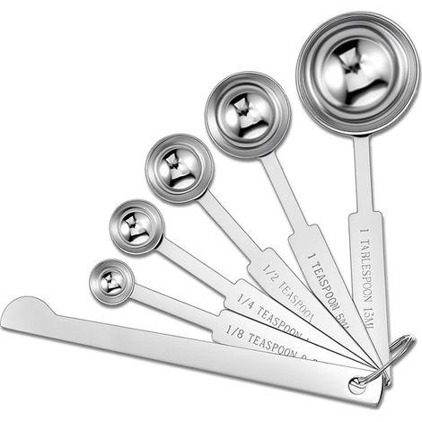 6 cucchiai dosatori in acciaio inox, cucchiaio da tavola, cucchiaino da tè, cucchiaio dosatore per caffè per misurare ingredienti liquidi e secchi per il caffè (1/5)