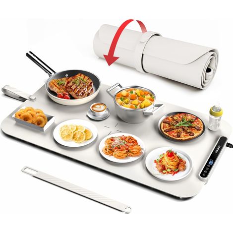 Plaque chauffante pour Aliments, Réchauffeur d'aliments Chauffage sur Toute la Surface, contrôle de la température réglable, Plaque chauffante Portable et Pliable avec matériau Nano Silicone (1/5)