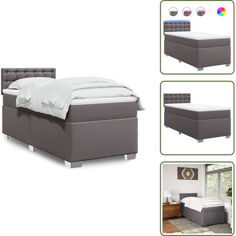 Boxspringbett mit Matratze Grau 100x200 cm Kunstleder - Boxspringbett - Boxspringbetten - Bett - Betten (1/5)