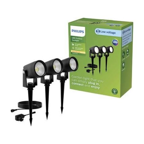 Philips Reuel Baliza con estaca (Negro) Luz blanca cálida - Set de 3