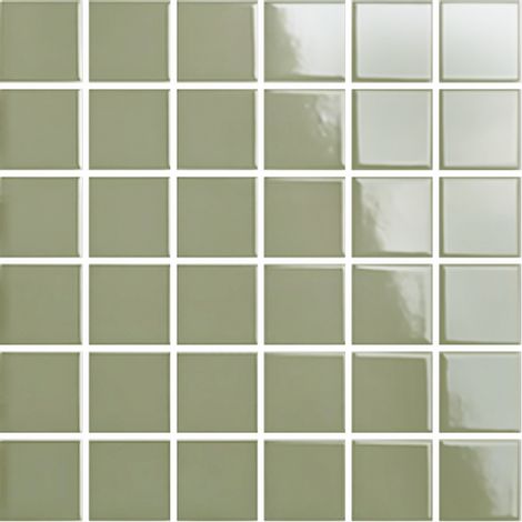 Mosaïque de grès cérame PICCOLO VELVET 5x5cm (finition brillante) - Olive green - - 408 - Olive green - boîte de 0.93 m2