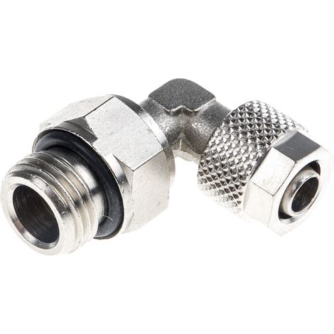 Adaptateur fileté coudé RS PRO vers Enfichable, 8 mm G 1/4 Mâle ( Prix pour Paquet de 5 )