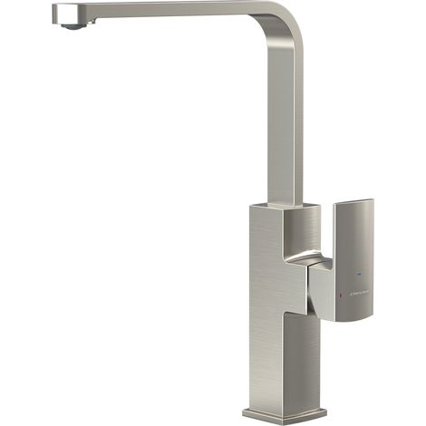 Alpina Square Cold Open Spültischmischer - 310 mm 5l/min - Nickel gebürstet - STANDARD HIDRAULICA - 61196