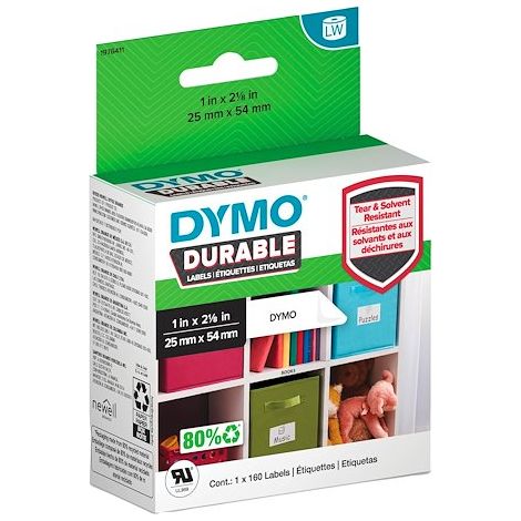Etiquette résistante 25x54 mm Dymo 1976411 blanche - Rouleau de 160 (1/2)