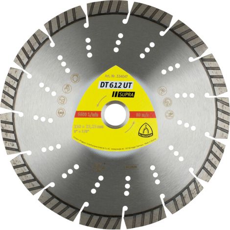 Disque diamant à tronçonner pour béton DT612UT Supra KLINGSPOR - KLINGSPOR Argent 230 230 (1/2)