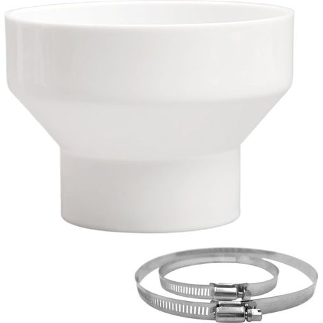 Reduzierstück 150 auf 100 mm – Abluftkanal – Lüftungskanaladapter 150 mm auf 100 mm – Mit 2 Edelstahlklemmen – Rundkanal für Lüftungsanlage (1/5)