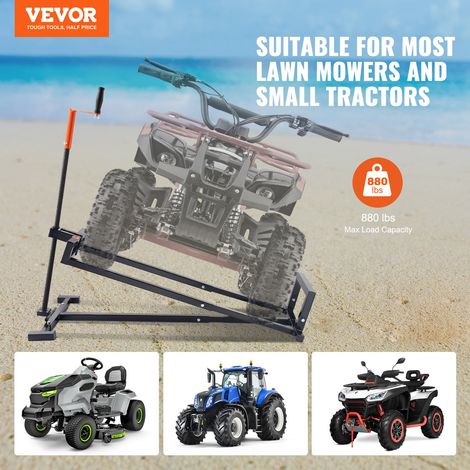 Lève Tondeuse Autoportée Capacité de Charge 399,1 kg, Cric à Vis pour Tracteur-tondeuse Télescopique, Élévateur pour Tondeuse à Gazon avec Manivelle et Poignée d'Outil Électrique, Jardin, Noir (1/5)