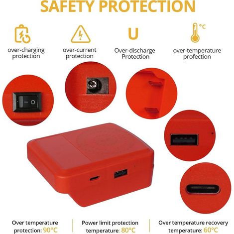 Adapter De Bateria Para Ferramentas Elétricas, Bateria Lítio Carregador Celular USB Com Saída Tipo (1/4)