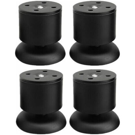FENOPLASTICALot de 4 pieds de table noirs - Pieds de table réglables en acier inoxydable de 6 cm avec patins en caoutchouc et vis (1/4)