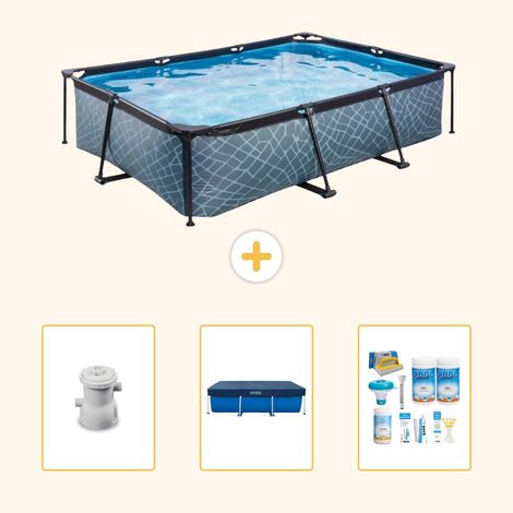 Exit-toys Piscine Exit Rectangulaire - Effet Pierre - 300x200x65 cm - 4-pièces SCB63 (1/5)