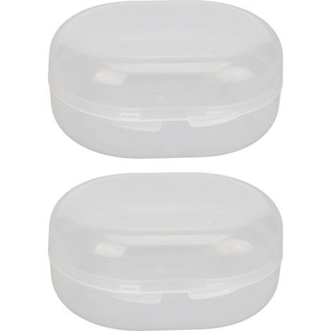 Boîtier de Rangement Transparent pour Bouchons d'Oreilles de Natation - 2 Pièces avec Fermeture à Clip et Aérations (1/5)