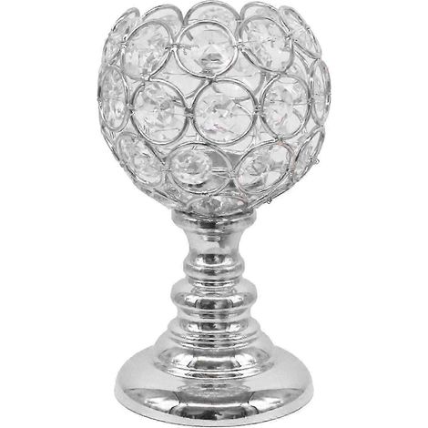Kristall-Kerzenhalter, silber-goldene Kerzenständer, Tischdekoration für Esszimmer, Buffet, Schrank, Heimdekoration, Hochzeitsdekoration-8.5x14.5cm Silver (1/5)