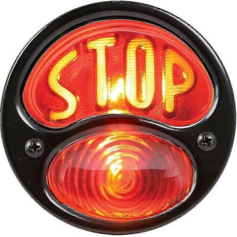 Accessoires Ka0022 Feu arrière Duolamp noir 12 V pour Ford Modèle A avec inscription « stop » ambre sur lentille en verre rouge (noir) (1 pièce)