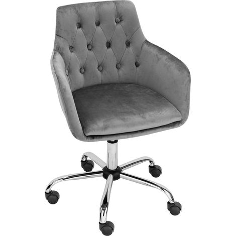 Perry-Chaise de bureau rembourrée en gris velours