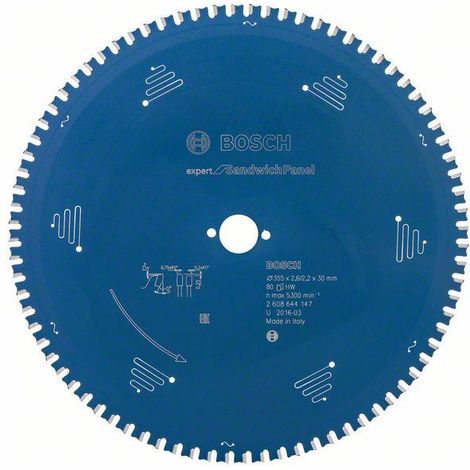 Bosch Accessories Expert for Sandwich Panel 2608644147 Lama circolare 355 x 30 x 2.2 mm Numero di denti: 80 1 pz.