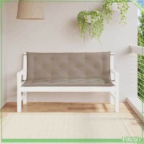 361705 Coussins de banc jardin lot de 2 taupe 150x50x7 cm tissu Oxford (1/5)