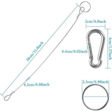 Câble Acier Inoxydable - 30 cm × 2 mm - Pour Suspension Cadre Photo Miroir Lustre - Kit 12 Pièces (1/5)