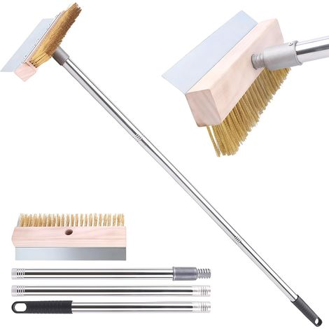 Brosse De Nettoyage Pour Four À Pizza - 120 Cm - Laiton Et Acier - Grattoir Intégré - Manche Amovible (1/5)