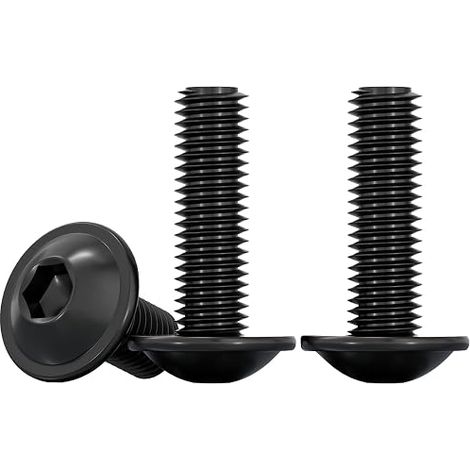 Vis à Tête Bombée avec Bride, M6x20mm Vis de Serrure Boulons à Six Pans Creux Acier Inoxydable A2 V2A à Métaux pour Les Connexions Mécaniques, Noir, 20 Pièces (1/4)