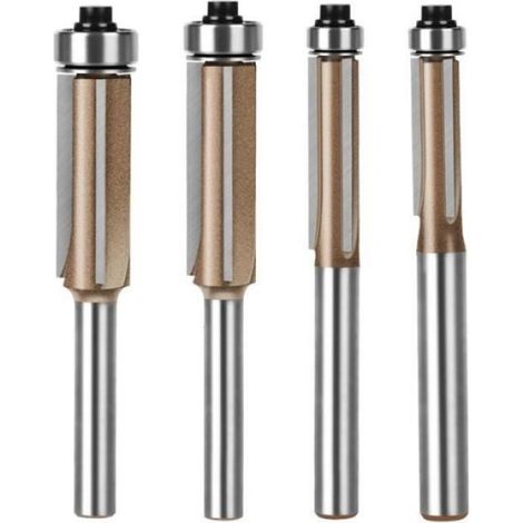 4 Pièces 6 mm Tige Trois Lames Double Roulement Fraise à Affleurer Fraise à Bois Professionnelle pour Mèche à Bois (1/5)