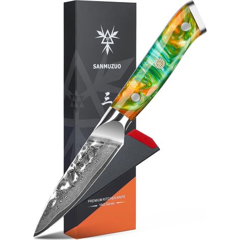 Couteaux à découper - Couteau d'Office de Fruits et légumes, lame en acier Damas forgé de 9cm (1/5)