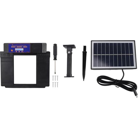 Ouvre-Porte Automatique de poulailler avec minuterie, Porte Poulet électrique à Double énergie Solaire, ouvre-Porte Affichage LED pour Poulets, Canards, (Noire) Noire - (1/5)