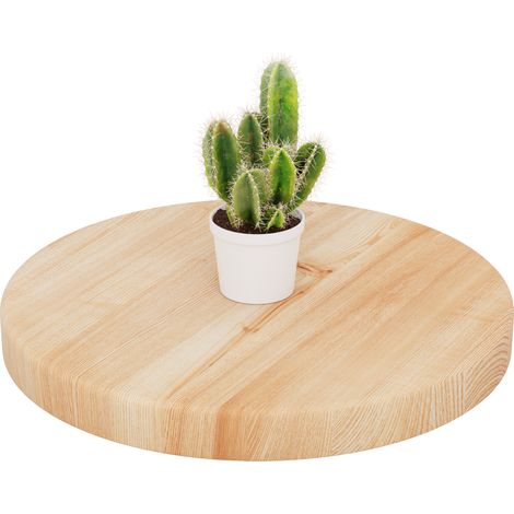 LAMO Manufaktur Plateau de table rond 40 cm en bois naturel Pour table basse ronde ou de chevet Épaisseur : 40 mm Couleur : Naturel