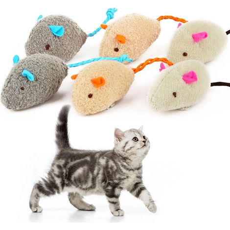 Souris - Jouet Pour Chat - En Peluche Avec Herbe Aromatique - 10 Cm - 6 Pièces (1/5)