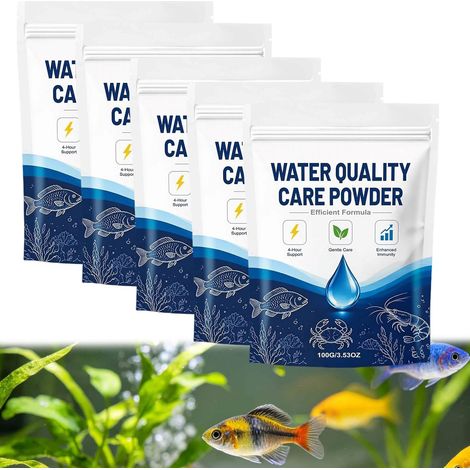 5 pezzi Aqua Pro Formula, Anti alghe Pesci Batteri Stagno Acqua Acquario Chiarificatore Organico Senza Chimica Filtrazione Cura Pesci Gamberetti Facile Miscelazione Polvere Cristallina (1/5)