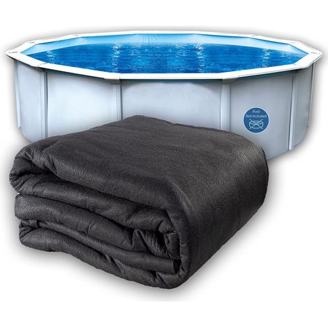 Tapis de revêtement Rond, Solide et Durable et résistant aux Perforations fabriqué en matériau géotextile, protège Le Fond de la Piscine Hors Sol, Noir (1/5)