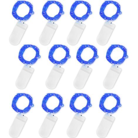 Guirlande Lumineuse à Piles, Lot de 12 Pièce Fée Chaîne Lumières 2m 20 LEDs Guirlande en Cuivre Étanche pour Décoration Anniversaire, Fête, Mariage, Noël, Pelouse (Bleu) [Classe énergétique A] (1/5)