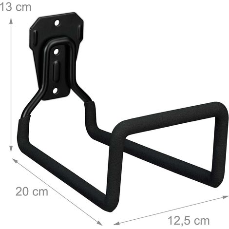 Soporte de pared para manguera de jardín práctico almacenamiento ahorro de espacio jardín garaje 13 x 12,5 x 20 cm de acero negro 130017209 (1/3)