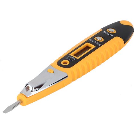AC/DC-Spannungsprüfer 12–250 V mit Nachtlicht, HD-LED-Stift, Digitalanzeige, Gelb (1/5)