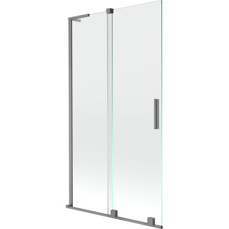 Mexen Velar L mampara de ducha corredera de 2 paneles 100 x 150 cm, transparente, metal de cañón - 896-100-003-01-95 (1/5)