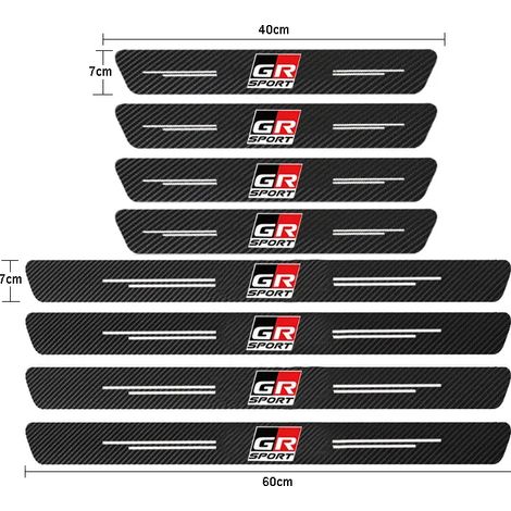 (8 pièces pour GR) Seuil de porte de voiture avec autocollants en fibre de carbone pour Toyota Sport GR Sport GR GAZOO RACING RAV4 Avensis Prado Prius (1/3)