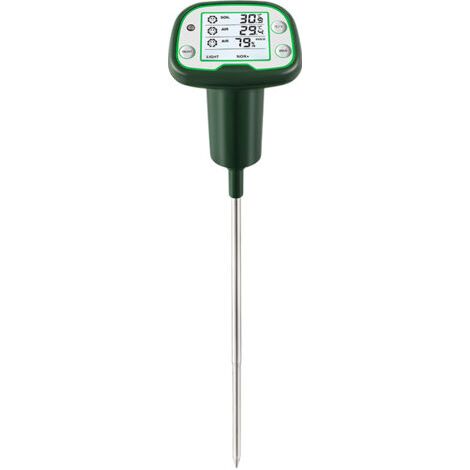 Digitaler Bodentester, Thermometer und Hygrometer mit hintergrundbeleuchtetem LCD-Display, zum Pflanzen von Blumen, Grün (1/4)