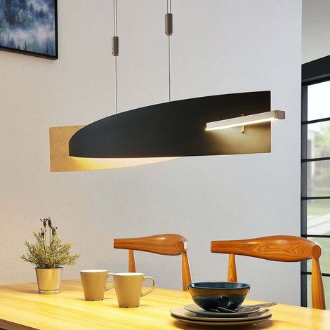[GEBRAUCHT] B-Ware Lucande Hängeleuchte Pendelleuchte Marija LED dimmbar schwarz-gold 101cm 3kg (1/2)