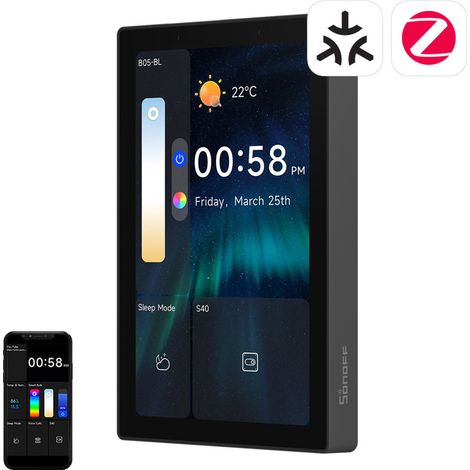 WiFi/Bluetooth/ZigBee Matter Control Panel Sonoff NSPanel Pro 120 (Schwarz)