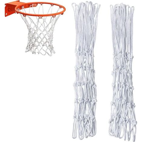 Set aus zwei professionellen Basketballnetzen für Standardkörbe, witterungsbeständig für Außenplätze