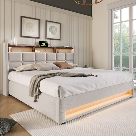 Letto matrimoniale contenitore LED USB 160x200 DESVIAE (1/5)