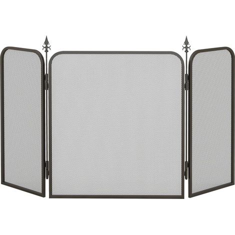 Pare feu cheminée pliable 3 panneaux, pare-étincelles cheminée, grille de protection cheminée en maille de métal noir (1/5)
