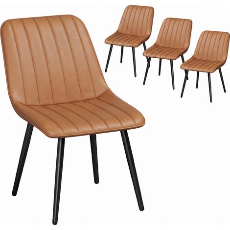 Synthétique Chaises de Salle à Manger Marron 51x61x78cm Lot Modernes Assise Incurvés (1/5)