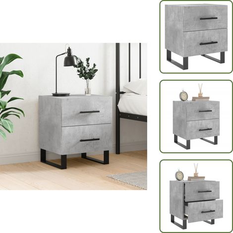 The Living Store Nachttisch Betongrau 40x35x47,5 cm Holzwerkstoff - Holzwerkstoff (1/5)