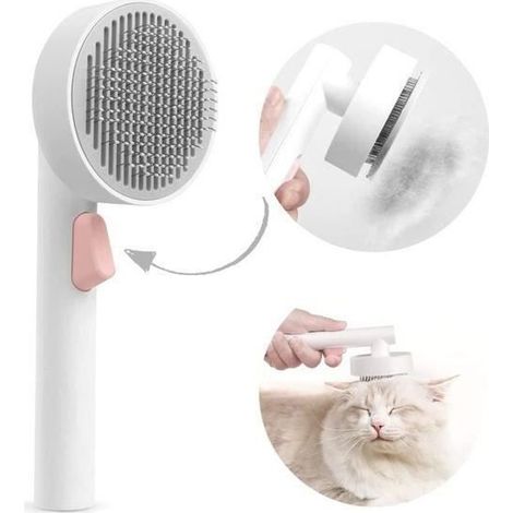 Brosse pour Chats et Chiens - Autonettoyante - Élimination des poils morts - Massage - Nettoyage facile (1/4)