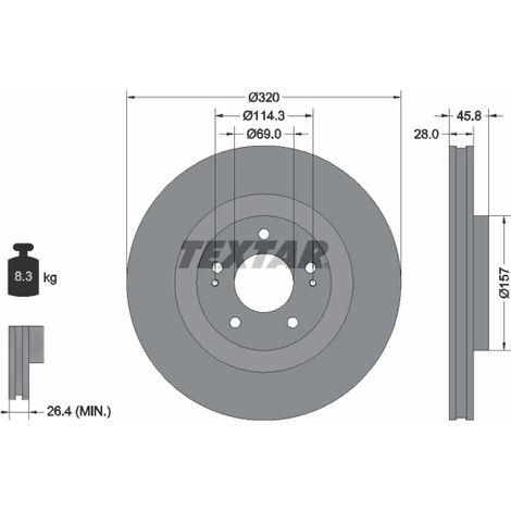 Lot de 2 Disques de frein Textar 92306503 MITSUBISHI 4615A230