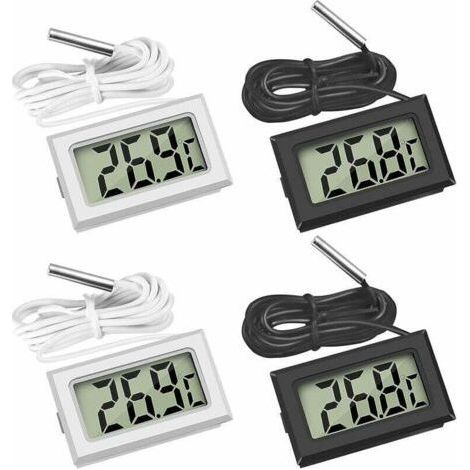 Mini Digital LCD Thermomètre Température avec Sonde de Température Capteur Testeur ,Guazhuni (2X Noir 2X Blanc) (1/4)