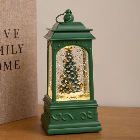 21cm Green Christmas Tree Water Spinner Lantern with Warm White LED (1/5)