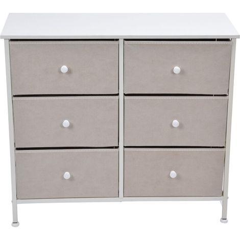 Weißer Kleiderschrank-Organizer aus Vliesstoff mit 6 Schubladen und Griffen für Schlafzimmer, Wohnzimmer und Flur (1/4)