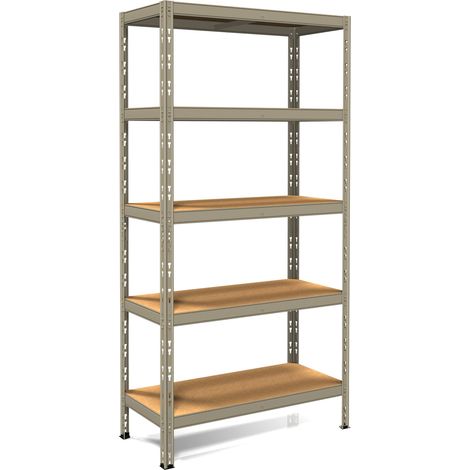 Scaffale in Metallo ad Incastro 5 Ripiani in Legno 90x40xh180 cm Pokerino Grigio (1/3)